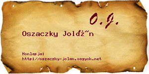Oszaczky Jolán névjegykártya
